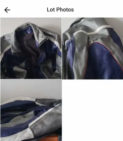 This is a used leather jacket, perfect for motorcycle riding or casual wear, featuring a stylish des...