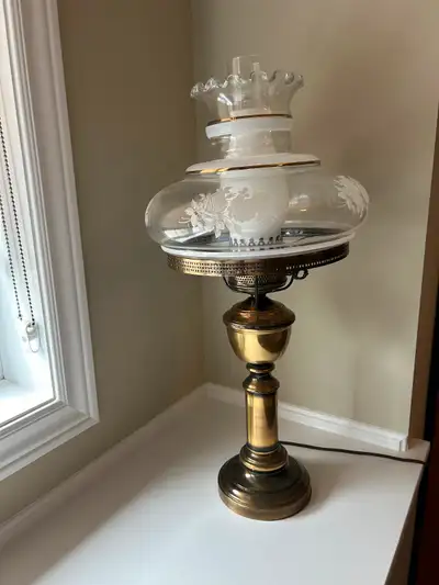 Vintage brass lamp hurricane oil lamp style, View more