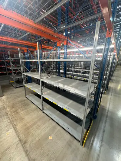 Used 24” deep x 48” wide industrial shelving. Metalware brand, View more