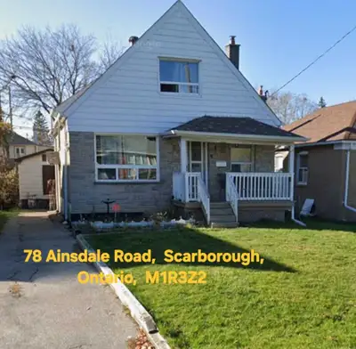 Address: 78 Ainsdale road, Scarborough, ON M1R 3Z2 major intersection Lawrence and warden **A single...