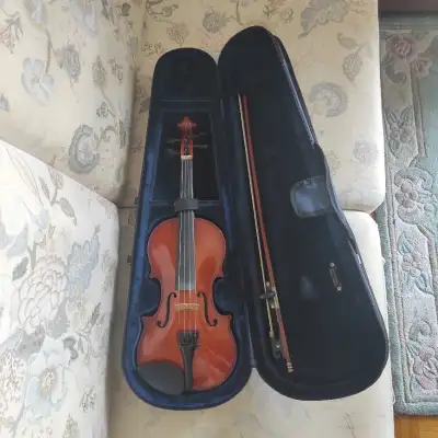 1/2 sized violin including: -the case -a snake skin bow -two boxes of rosin The sound quality is sti...