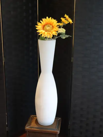 White Frosted Glass Floor Vase, View more