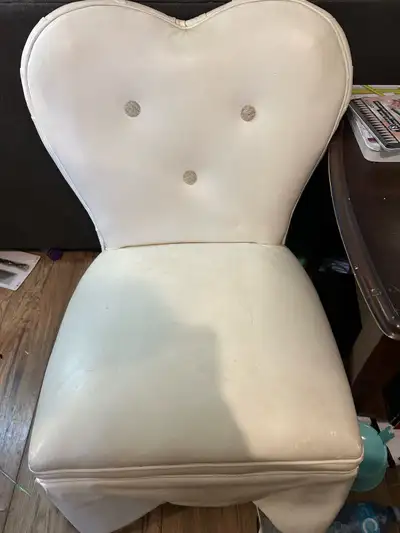 Vintage white chair and table vanity, View more