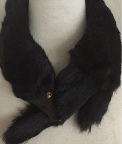 Real Fur Cowl Scarf Neck Wrap Black Fox Fur Collar for Coat, View more