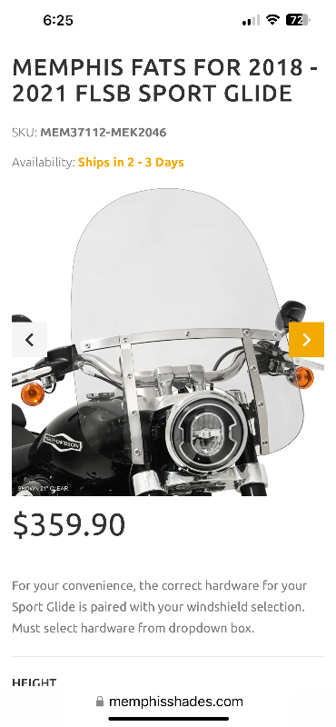 Motorcycle  windshields Memphis Shades mem3711 Yamaha Kawasaki in Other in Barrie - Image 3