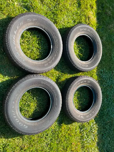 Set of 4 Goodyear Wrangler ST tires for sale Size: P225 75R16 Dealer tires; used for 1 month Removed...