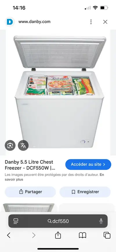 Petit congélateur tombreau Danby 5.5 pieds cube, 32 pouces de haut, 32 pouces de large X 22 pouces....