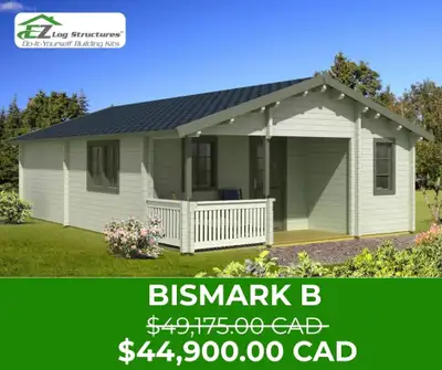 Bismark B – 535 sq’, 2 bedroom, 1 bath log home / cabin kit, View more
