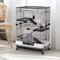 32"L 4-Level Small Animal Cage Rabbit Hutch with Universal Locka