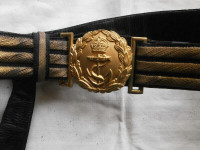 Royal Navy gold embroidered dressblack leather swordbelt Captain