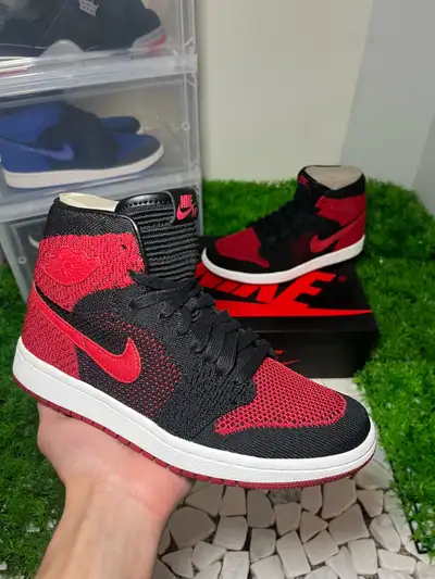 Size 6.5Y/8W - Air Jordan 1 High Flyknit Bred, View more