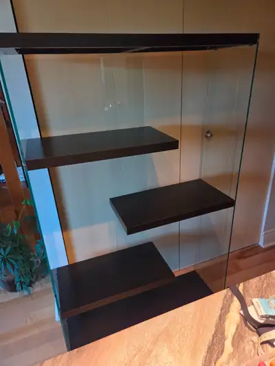 Bibliothèque mélamine et verre, View more