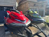 2 JET SKIS WITH DOUBLE AND SINGLE TRAILER