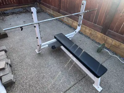Body Solid full size commercial bench press and bar, View more
