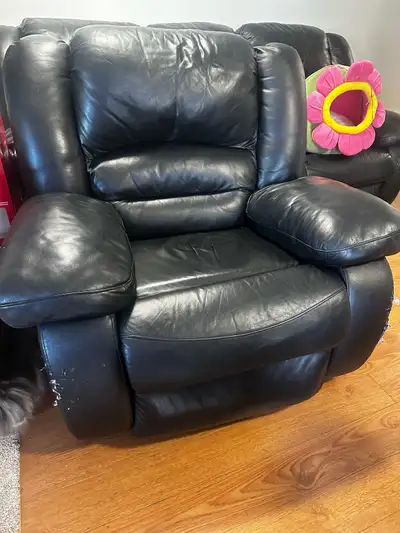 leather couch & recliner, View more