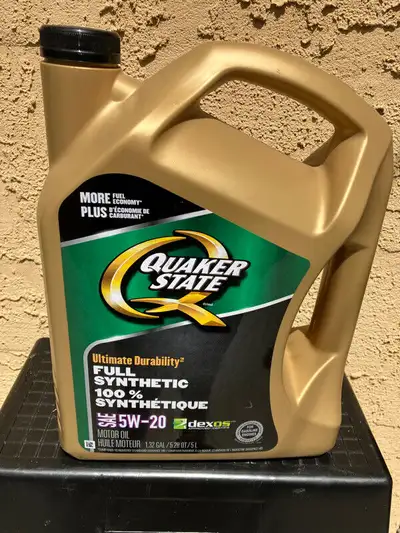 5 Litres Quaker State Full Synthetic 5W20 Motor Oil, 10/2 Amp Near New Battery Charger as well as 1...