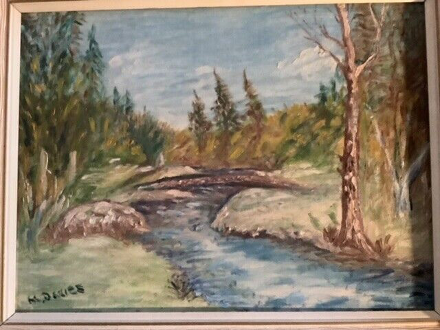 Lovely 1940’s Acrylic Landscape Painting by Artist M. Davies in Arts & Collectibles in Belleville - Image 3