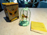 rare DRINKING dippy BIRD TOY in CAGE Hilly Billy BUDGIE in BOX
