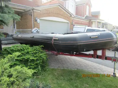17.5’ “Qboat” Inflatable boat with 25HP Honda 4 stroke motor type BP25A. $3700 OBO Comes with а trai...