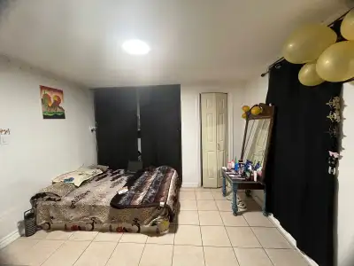 2 bedroom are available in a three bedroom basement. In one of the bedrooms there are two male stude...