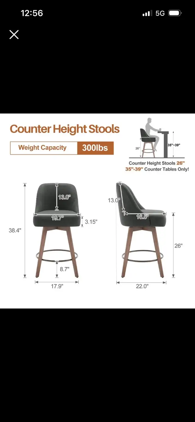 New Counter Height Swivel Bar Stools (Set of 2) $75 Each in Chairs & Recliners in Mississauga / Peel Region - Image 6