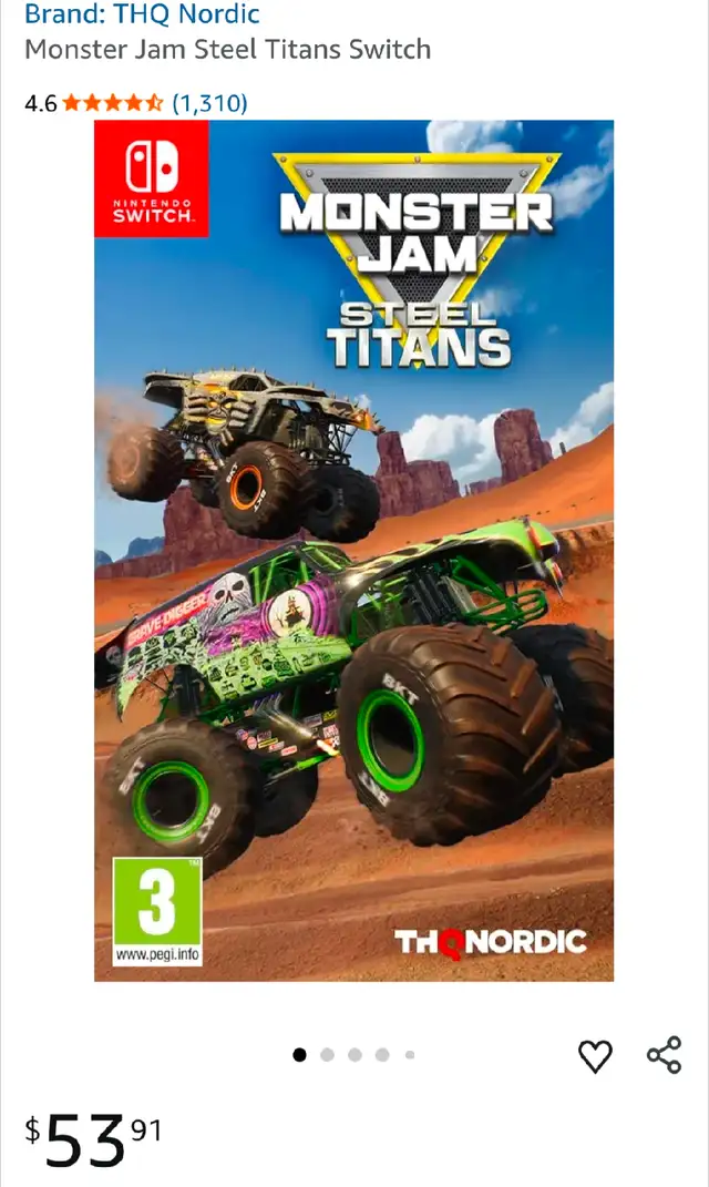 Nintendo Switch Game Monster Jam Steel Titans Switch in Nintendo Switch in Kitchener / Waterloo - Image 2