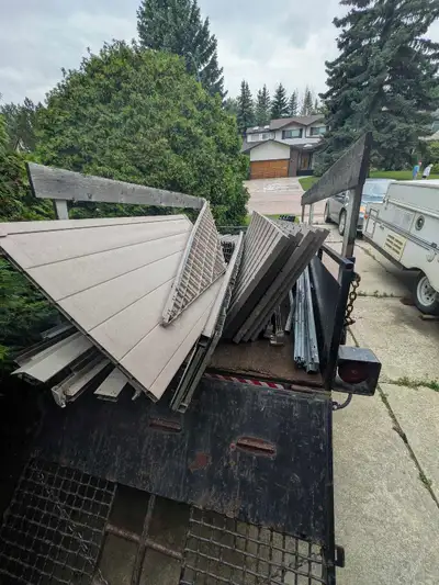 Plastic garden shed - 8' x 10' approx. Some damage on a few parts, and some hardware & fasteners mis...
