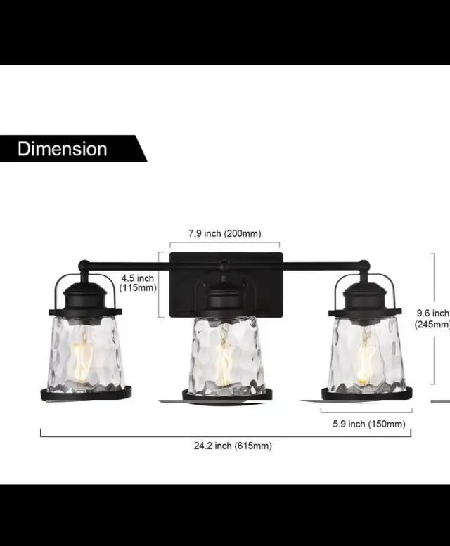 Bathroom Vanity Lights Black 3-Light Industrial Vintage Sconces  in Indoor Lighting & Fans in Hamilton - Image 4