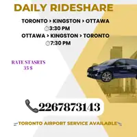 Ottawa to Toronto daily rideshare by 7:30 at night 