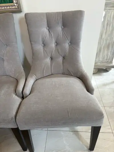 6 light grey velvet dining room chairs , View more
