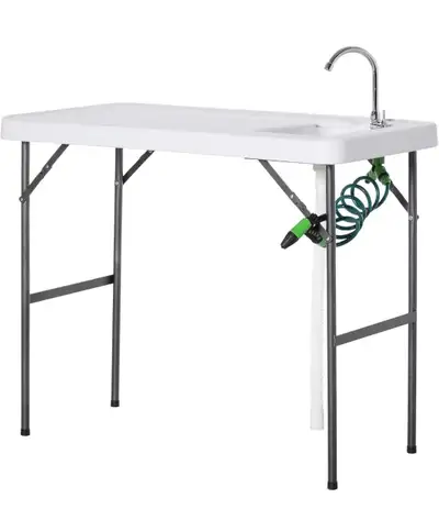 Folding Table with Sink, Faucet and Spray Cleaner Camping, View more