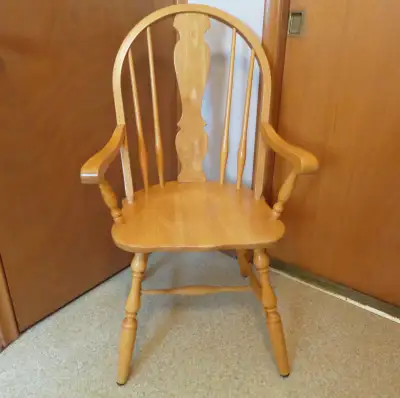 SOLID NATURAL WOOD EXTRA LARGE WITH ARM RESTS DINING CHAIR, View more