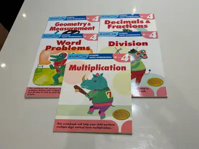 Set of 5 Kumon math workbooks for grade 4. Like new and unused. Located in Westboro near the MEC. Ca...