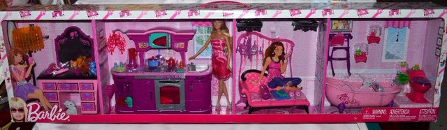 RARE BARBIE GLAM FURNITURE PLAYSET DOLL KITCHEN DAYBED BATHTUB + in Toys & Games in Mississauga / Peel Region