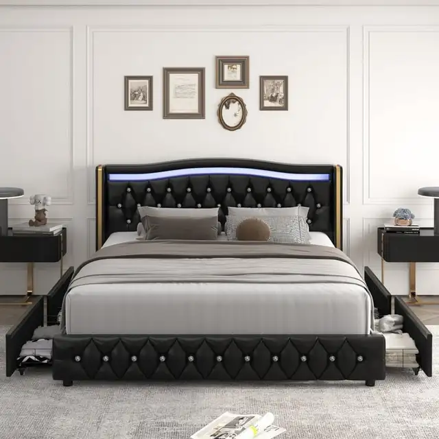 king storage led king bed frame  in Beds & Mattresses in Markham / York Region - Image 11