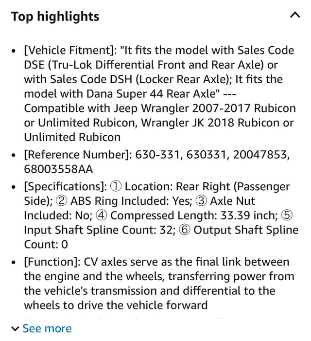  Rear Right Axle Shaft Jeep 07-18 in Other in Hamilton - Image 11