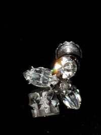 Signed Sherman Single Clear Rhinestones Earring