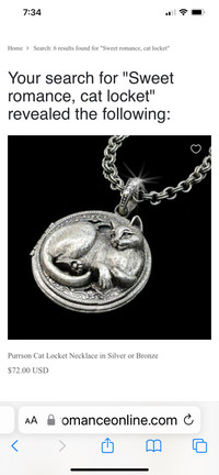  Brand new beautiful Locket cat necklace made by Shelley Cooper