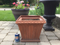 Outdoor Square Clay Planter Pot With Saucer Mint Condition