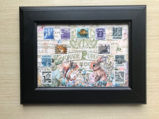 5x7 postage stamp art in Home Décor & Accents in St. Albert