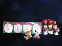 Vintage Christmas Kitsch Deer Santa Soap & Ceramic Soldier 50s