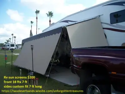 3 sets of rv sun screens Set on sun screens for rv trailer set of 3 18 foot main with 2 side panels...