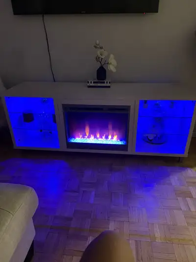 tv stand with fire place , View more