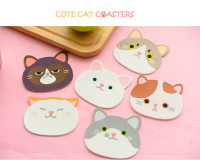 6* Cat Shaped Tea Cup Holder Silicon Mat Drinks Coaster Kitchen
