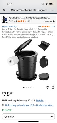 Retractable Camp Toilet for Adults, Upgraded 2nd Generation Markham / York Region Toronto (GTA) Preview