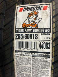 4 Brand New Uniroyal Tiger Paw Touring A/S 265/60R18 tires