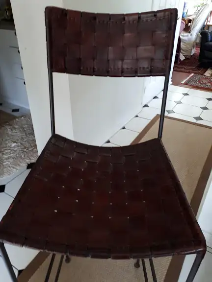 SINGLE Bar Stool- Solid Metal Frame, and Woven Genuine Leather in Chairs & Recliners in Mississauga / Peel Region - Image 4
