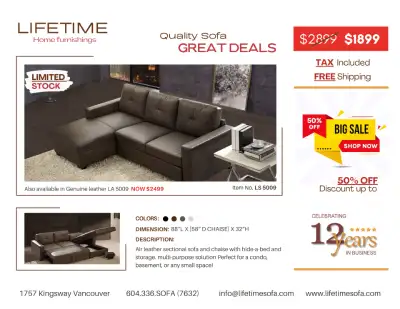 Item No.LS 5009 SYNTHETIC Limited Time Offer: NOW $1899 Tax Included & Free Local Delivery Also avai...