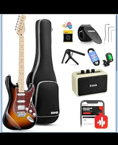 Donner Electric Guitar,DST-152S 39" Electric Guitar Kit HSS Pick, View more
