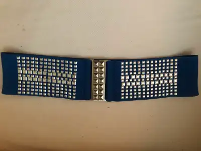 New blue elastic studded belt size 27-29”, View more
